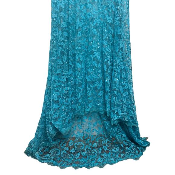 Flirt by Maggie Sottero NEW prom pageant Aqua Full Lace Beaded Mermaid Gown 10 - Picture 2 of 9